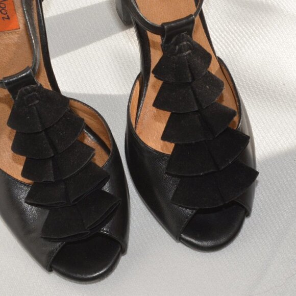 Miz Mooz Sailor Black Leather T-Strap Heels Sz 6.5 - Picture 6 of 12